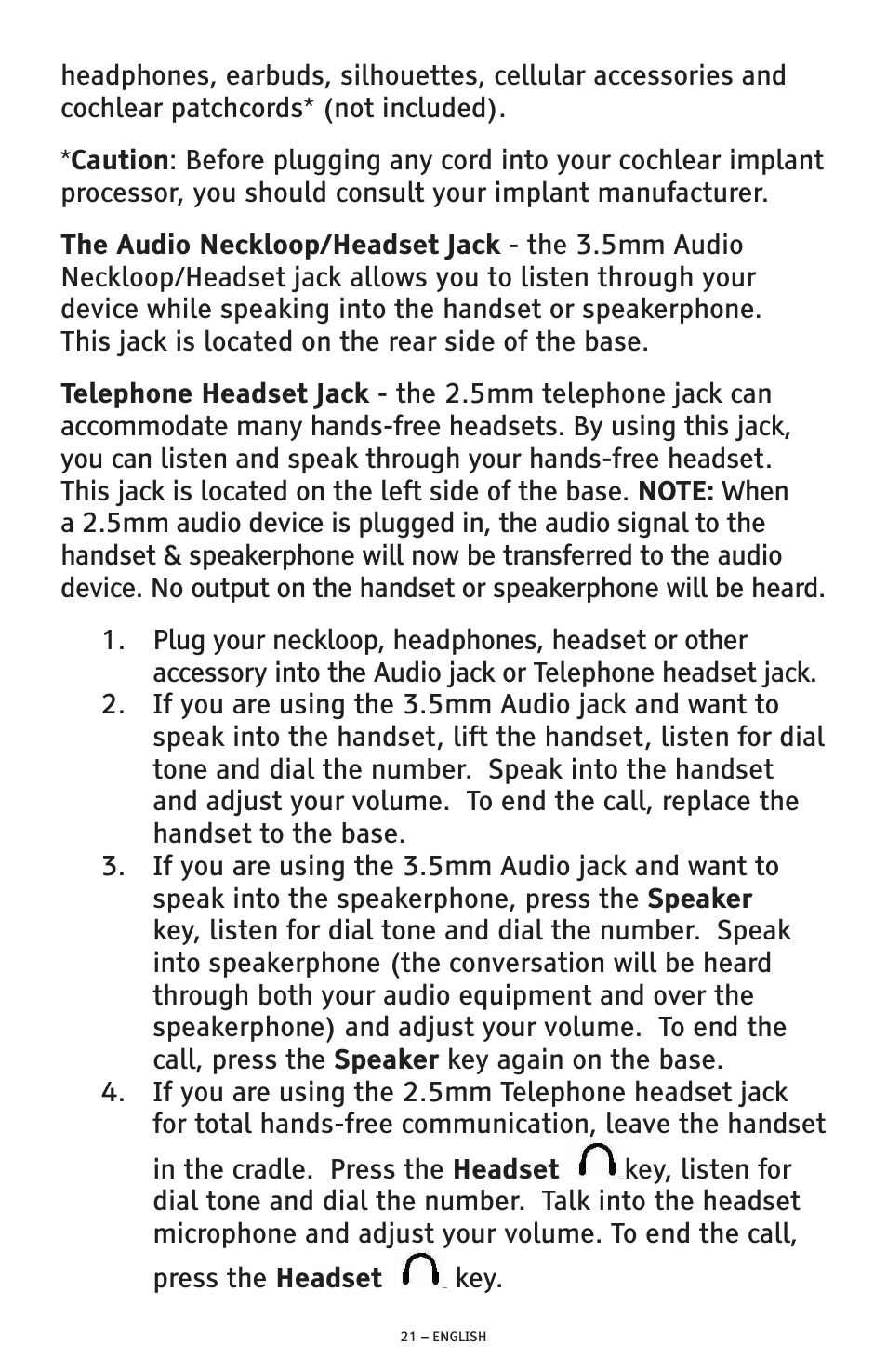 ClearSounds AMPLIFIED FREEDOM PHONE CSC600D User Manual | Page 21 / 138