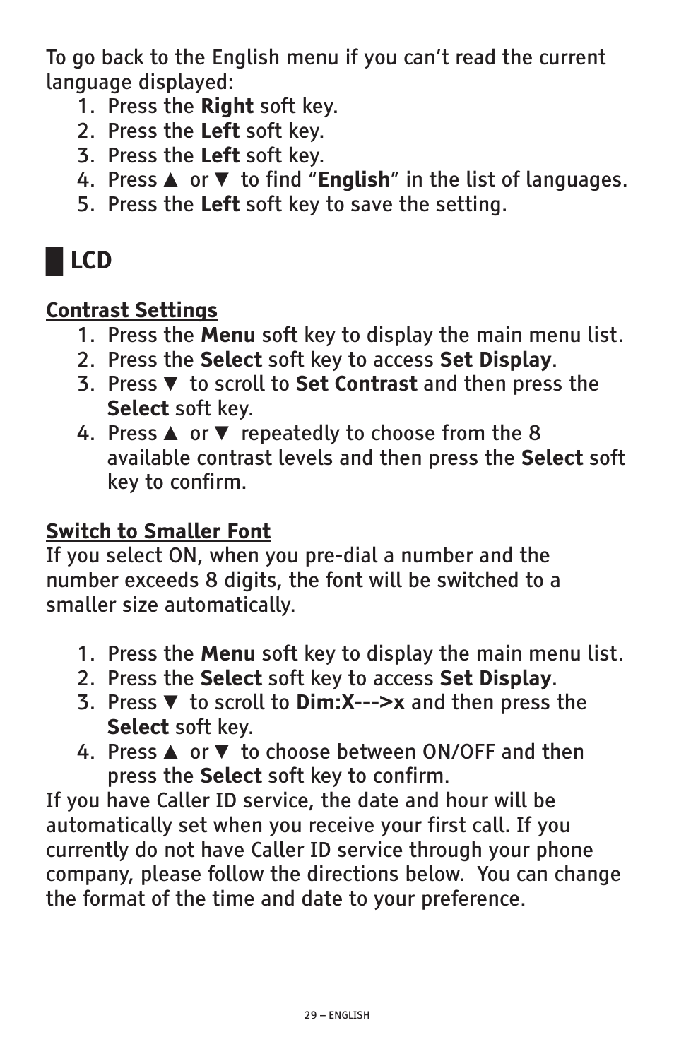 ClearSounds AMPLIFIED FREEDOM PHONE CSC600D User Manual | Page 29 / 138