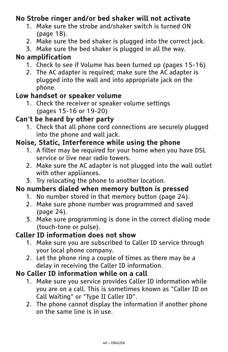 ClearSounds AMPLIFIED FREEDOM PHONE CSC600D User Manual | Page 40 / 138