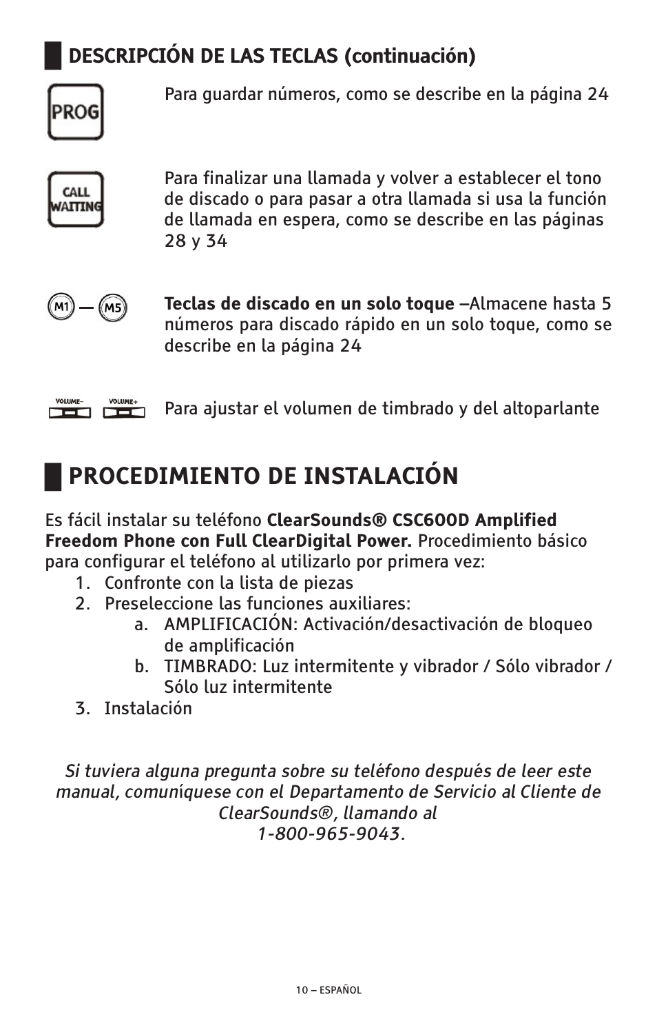 Procedimiento de instalación | ClearSounds AMPLIFIED FREEDOM PHONE CSC600D User Manual | Page 56 / 138