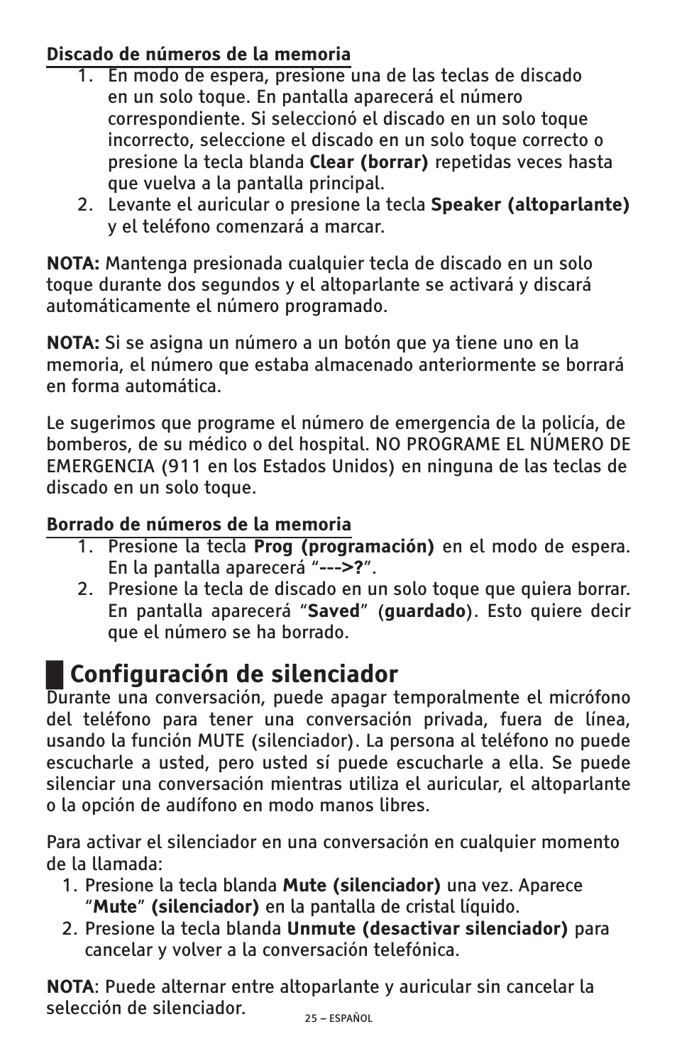 Configuración de silenciador | ClearSounds AMPLIFIED FREEDOM PHONE CSC600D User Manual | Page 71 / 138
