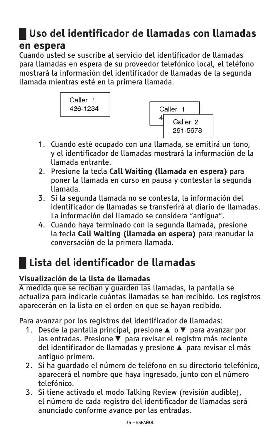Lista del identificador de llamadas | ClearSounds AMPLIFIED FREEDOM PHONE CSC600D User Manual | Page 80 / 138