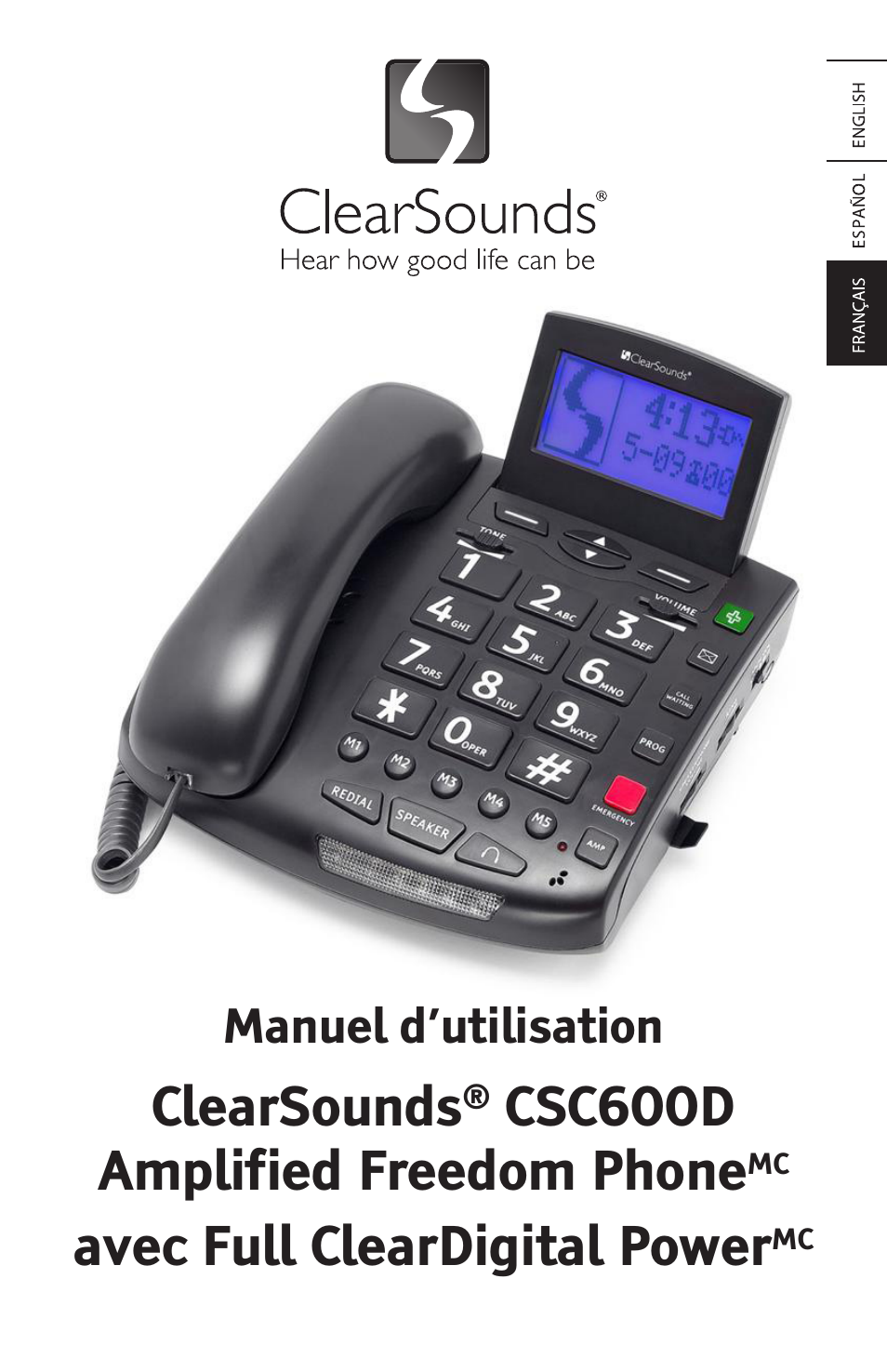 Clearsounds, Csc600d amplified freedom phone, Avec full cleardigital power | Manuel d’utilisation | ClearSounds AMPLIFIED FREEDOM PHONE CSC600D User Manual | Page 93 / 138