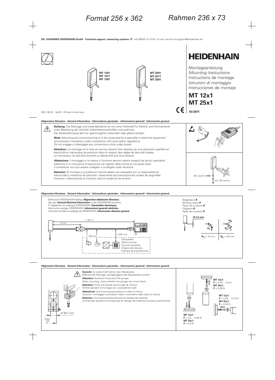 HEIDENHAIN MT 12×1 User Manual | 2 pages