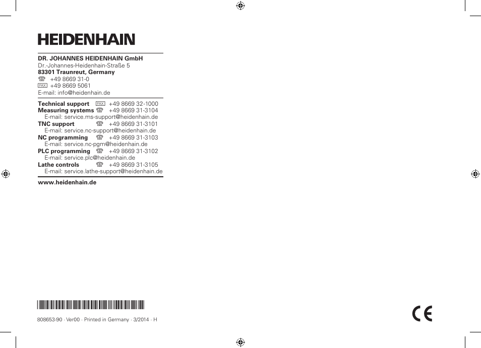 HEIDENHAIN TS 460 User Manual | Page 44 / 44