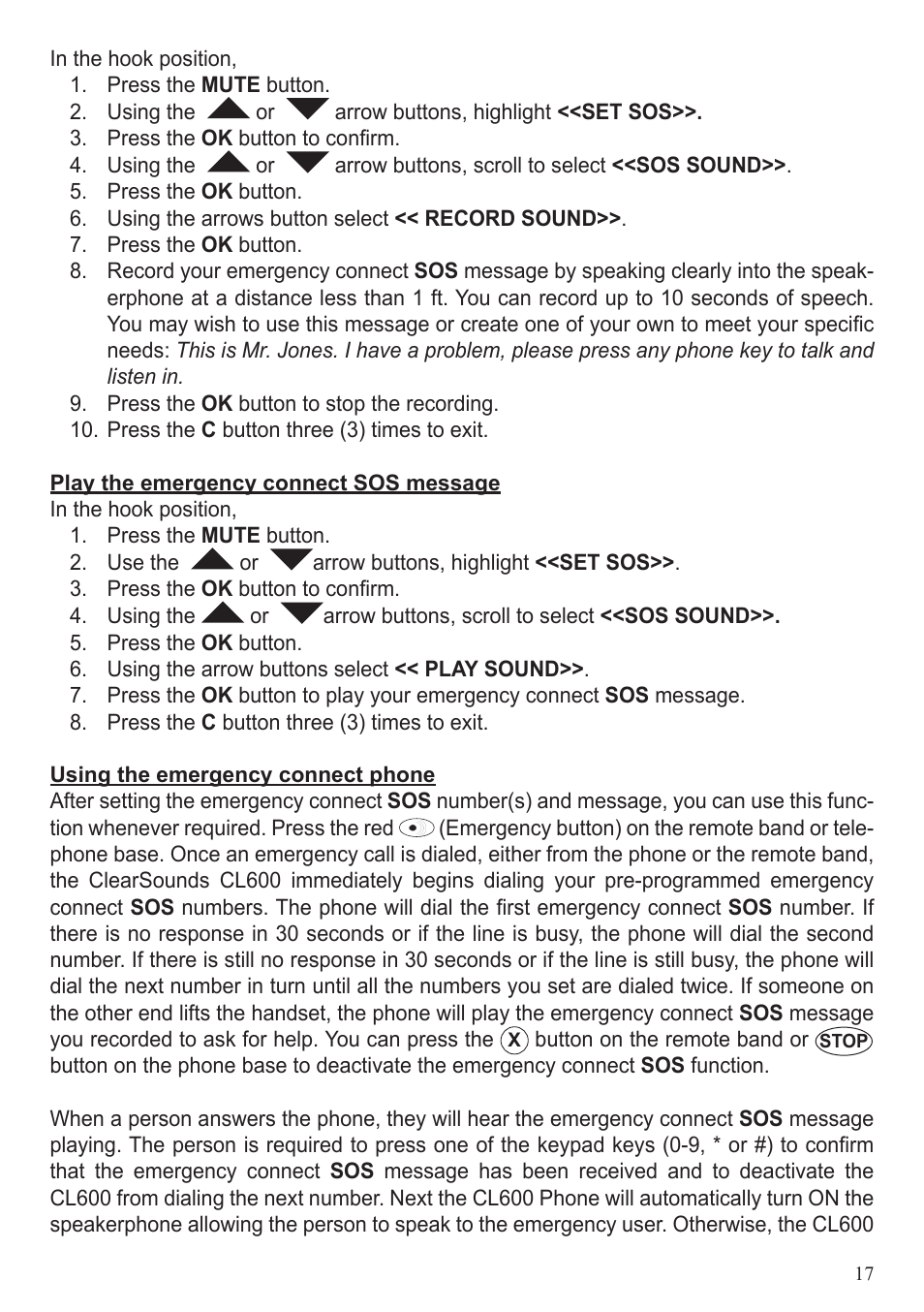 ClearSounds CL600 User Manual | Page 17 / 41