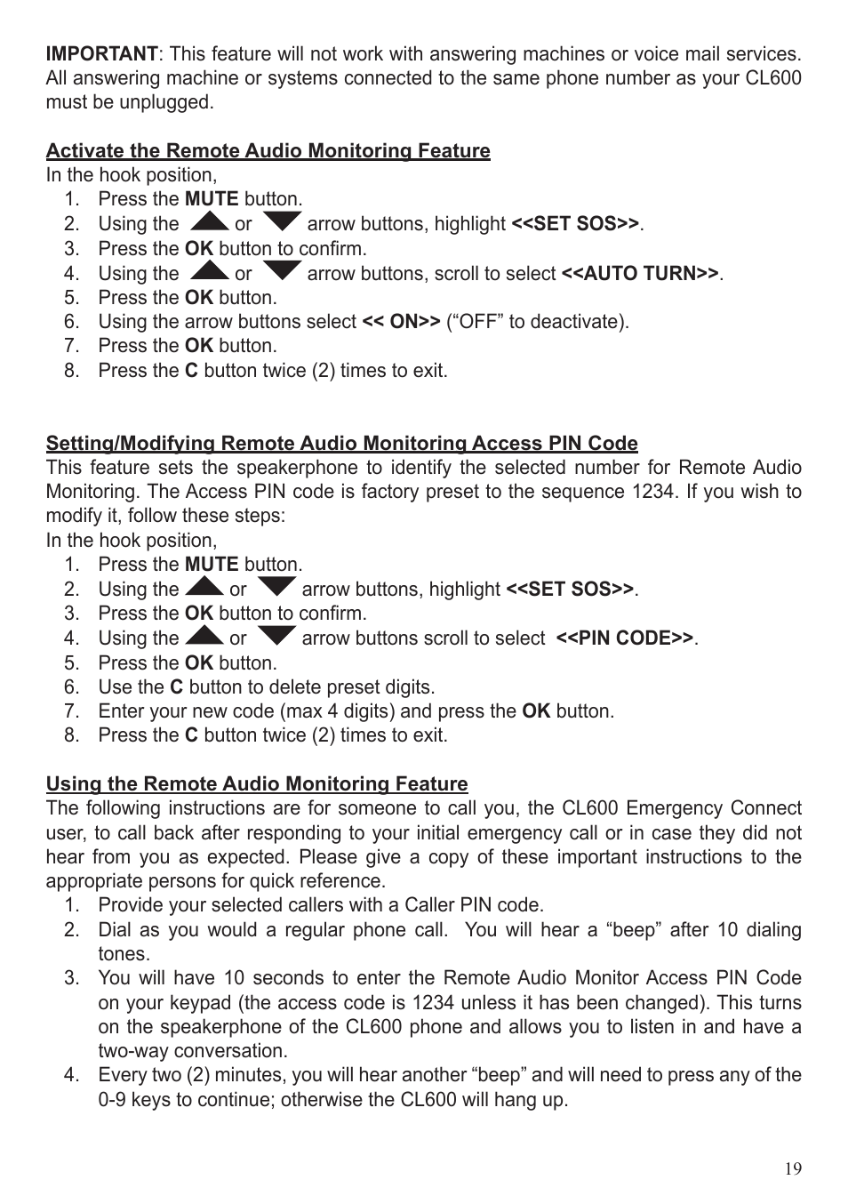 ClearSounds CL600 User Manual | Page 19 / 41
