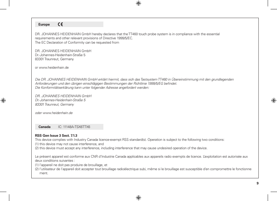 HEIDENHAIN TT 460 User Manual | Page 9 / 44