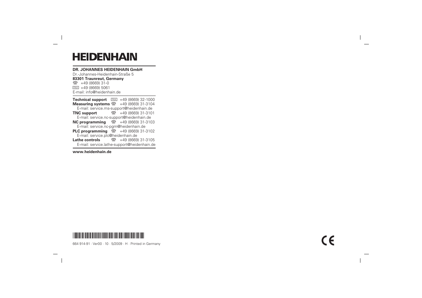 HEIDENHAIN TT 449 User Manual | Page 17 / 17