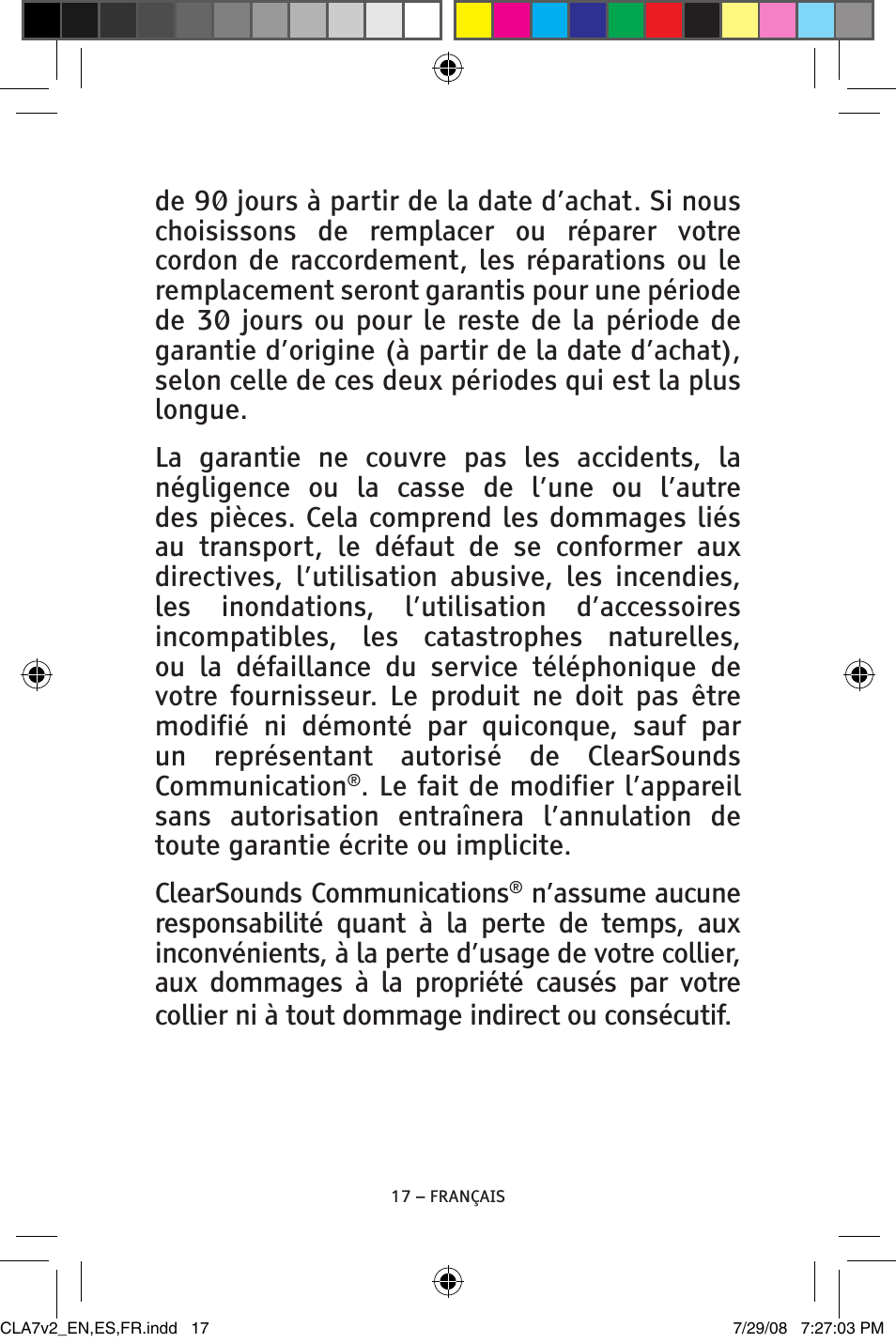 ClearSounds CLA7V2 User Manual | Page 53 / 54