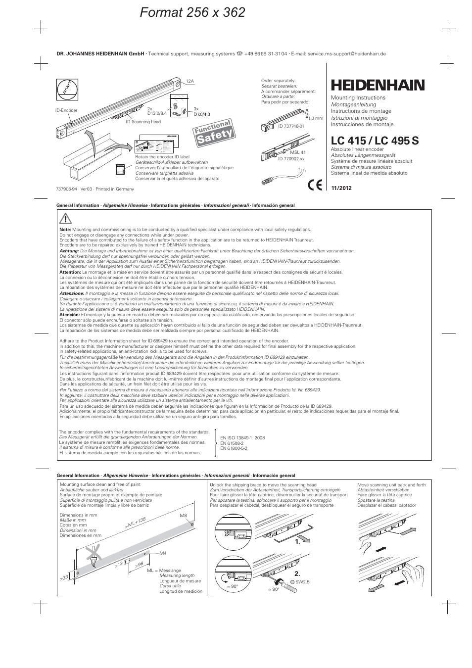 HEIDENHAIN LC 415 12A User Manual | 2 pages