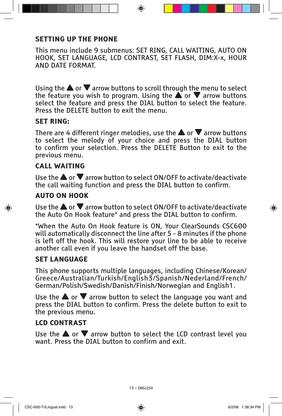 ClearSounds V508 User Manual | Page 13 / 70