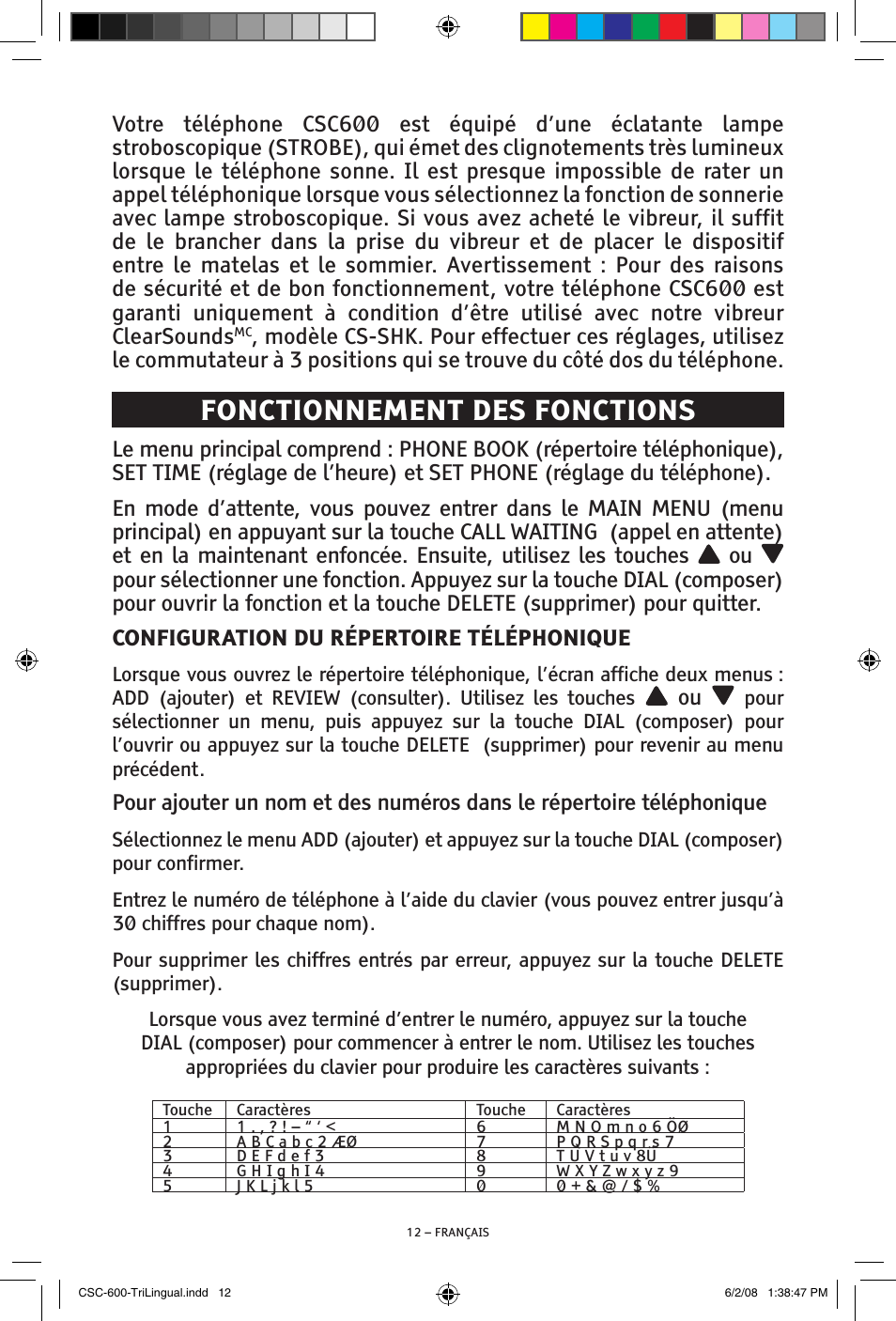 Fonctionnement des fonctions | ClearSounds V508 User Manual | Page 56 / 70