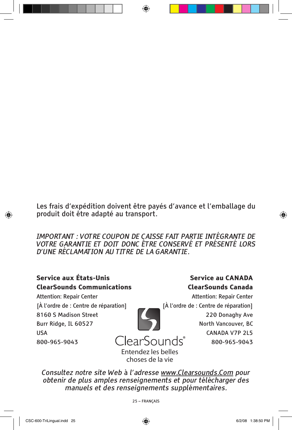ClearSounds V508 User Manual | Page 69 / 70