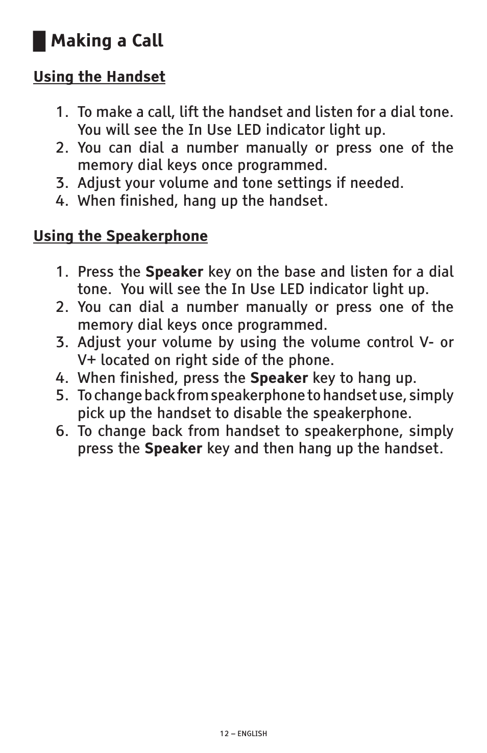 Making a call | ClearSounds CSC500 User Manual | Page 12 / 60