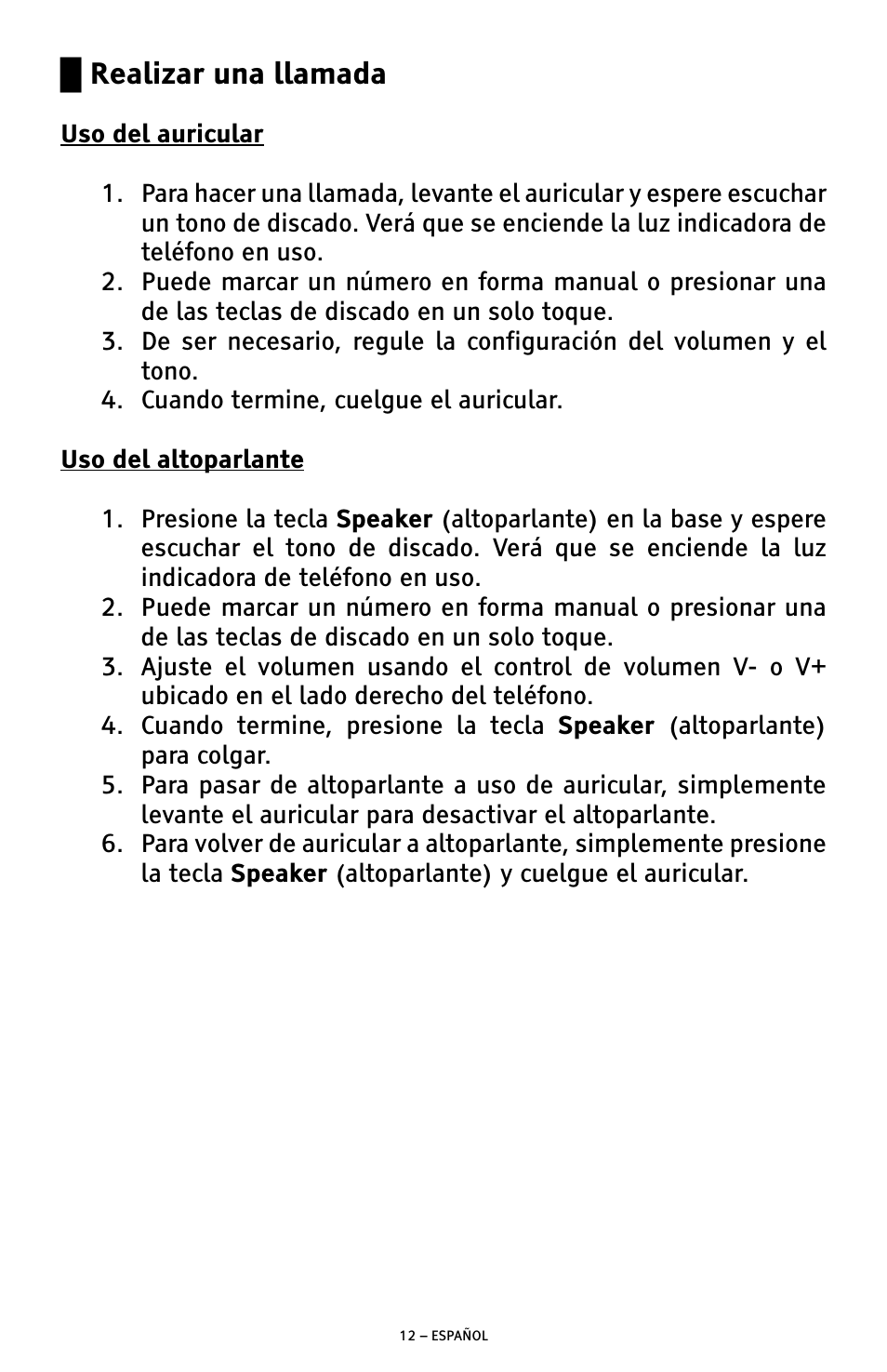 Realizar una llamada | ClearSounds CSC500 User Manual | Page 32 / 60