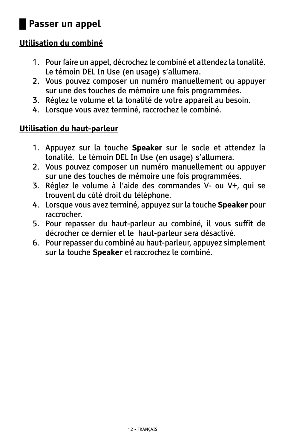 Passer un appel | ClearSounds CSC500 User Manual | Page 52 / 60