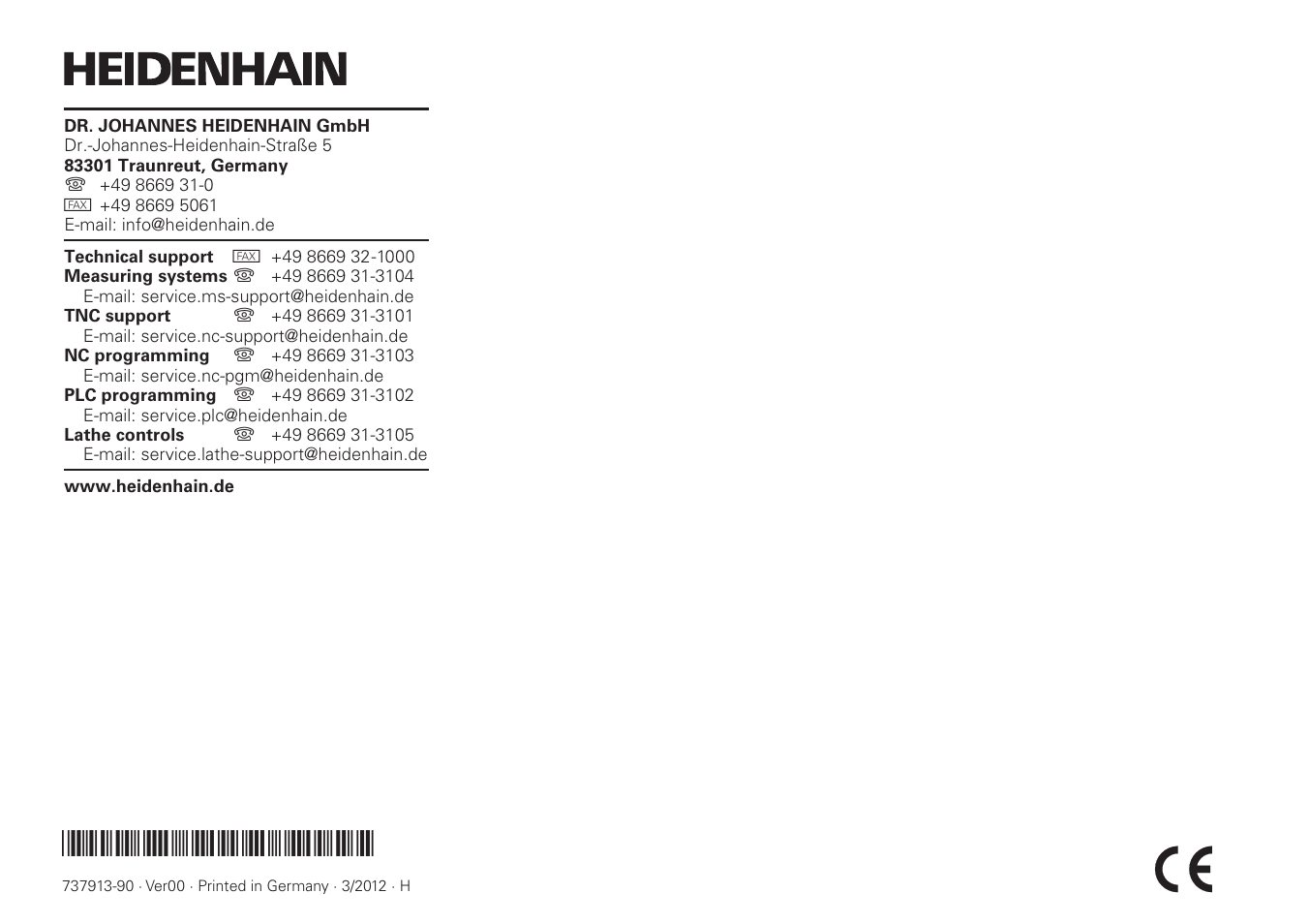 HEIDENHAIN ERA 7000 series User Manual | Page 30 / 30