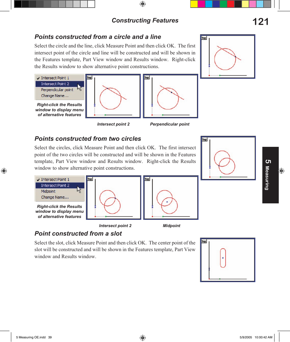 Points constructed from a circle and a line, Points constructed from two circles, Point constructed from a slot | Constructing features | HEIDENHAIN IK 5294 User Manual | Page 141 / 341