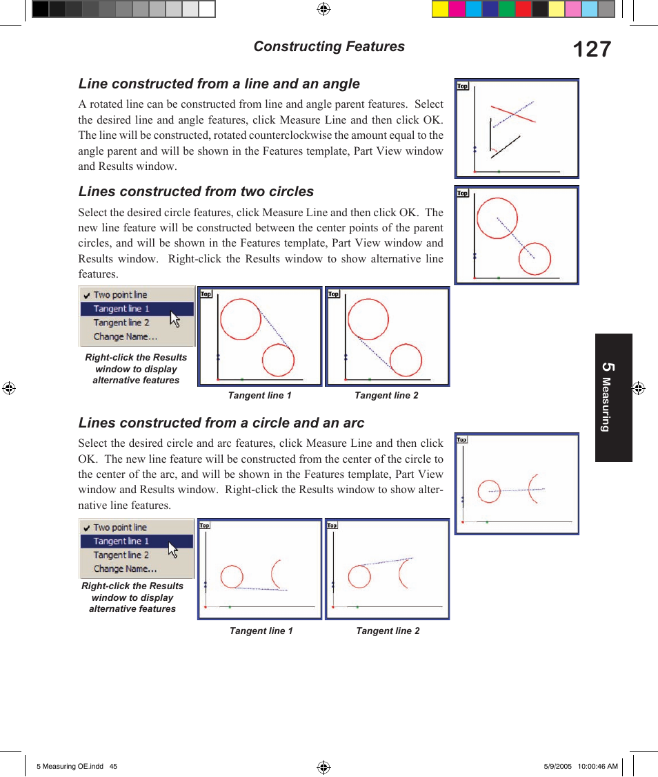 Line constructed from a line and an angle, Lines constructed from two circles, Lines constructed from a circle and an arc | Constructing features | HEIDENHAIN IK 5294 User Manual | Page 147 / 341