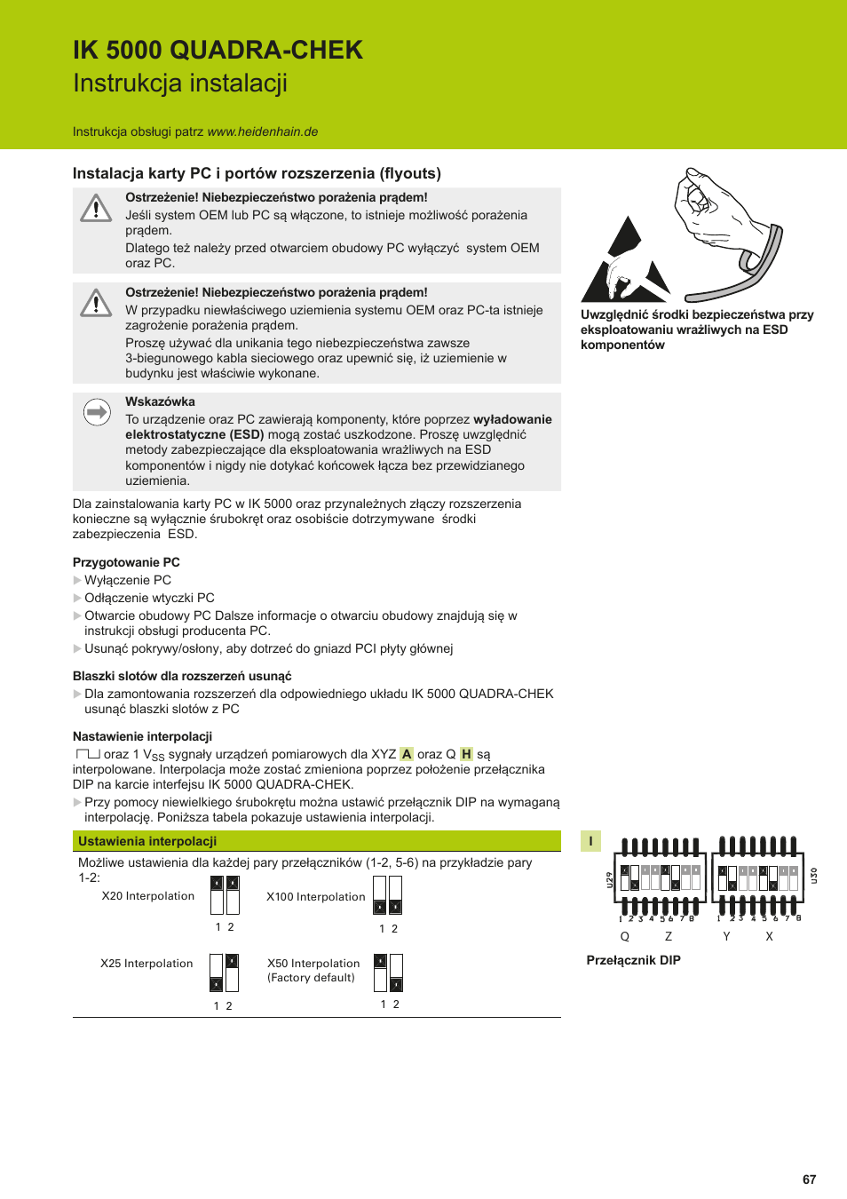 Ik 5000 quadra-chek instrukcja instalacji | HEIDENHAIN IK 5294 Installation User Manual | Page 67 / 98