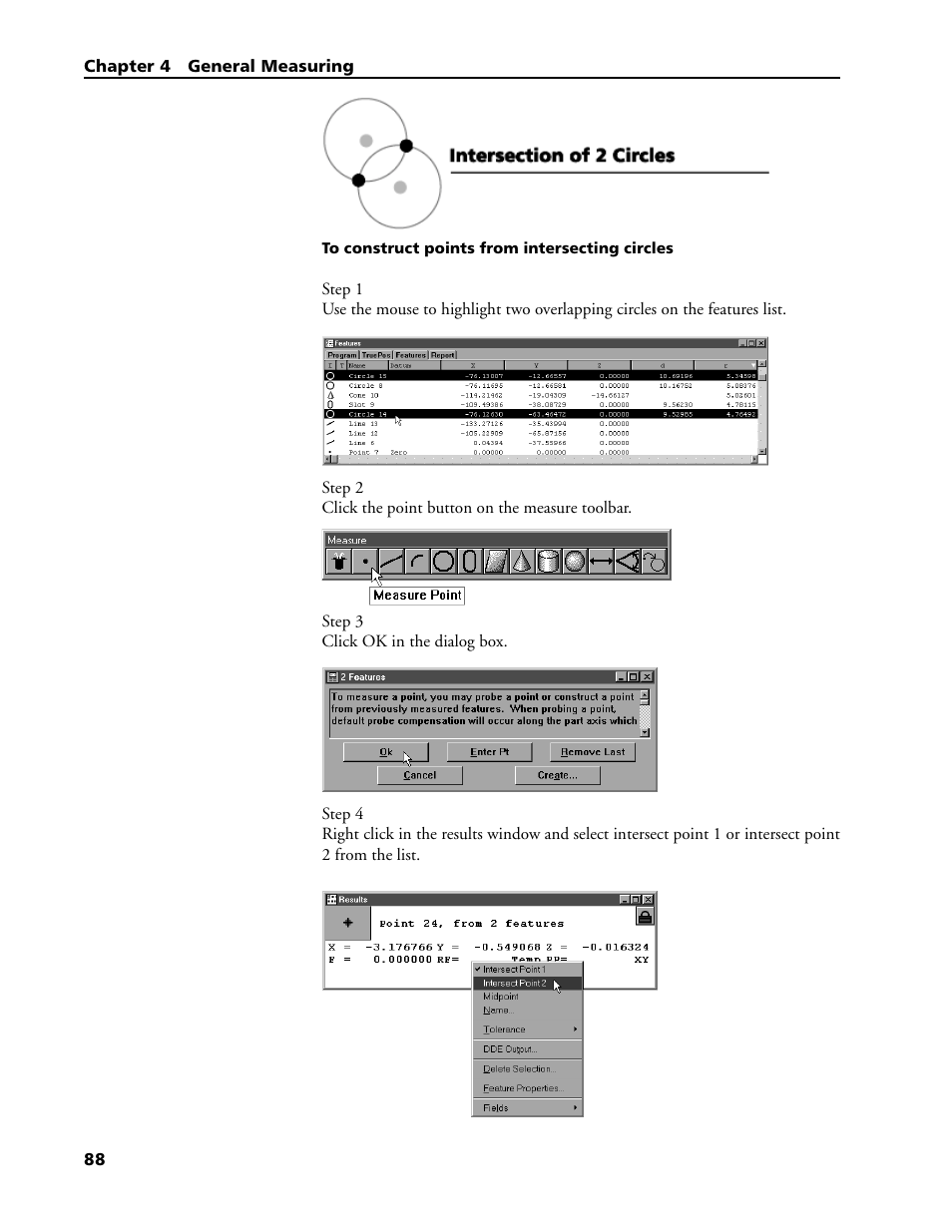 To construct points from intersecting circles, To construct point from intersecting circles | HEIDENHAIN IK 5293 User Manual | Page 102 / 407