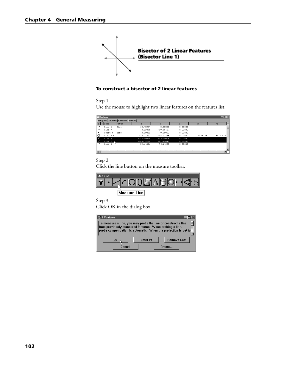 To construct a bisector of 2 linear features | HEIDENHAIN IK 5293 User Manual | Page 116 / 407