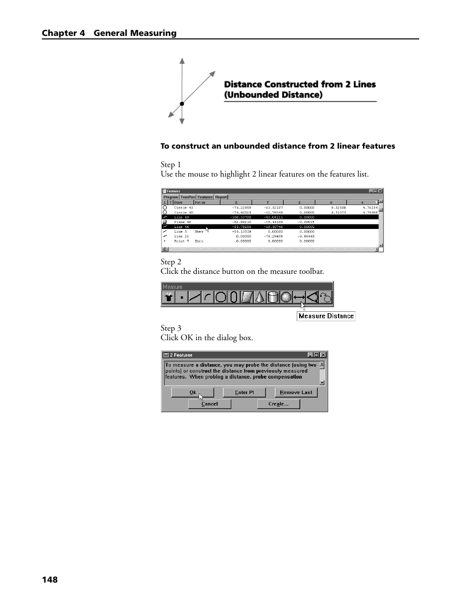 To construct an unbounded distance from 2 linear f, Unbounded distance from 2 linear features | HEIDENHAIN IK 5293 User Manual | Page 162 / 407