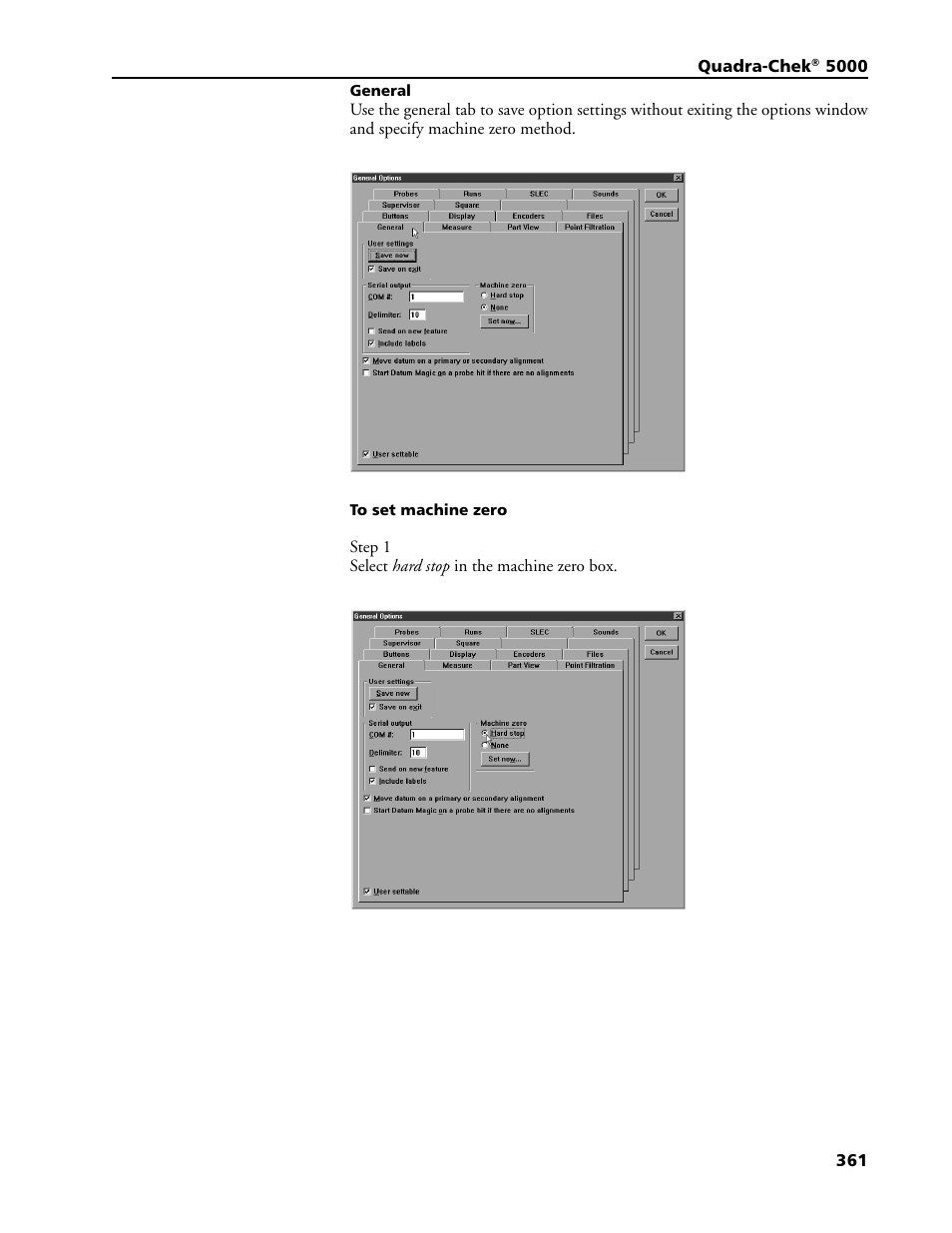 General, To set machine zero, General tab | HEIDENHAIN IK 5293 User Manual | Page 375 / 407