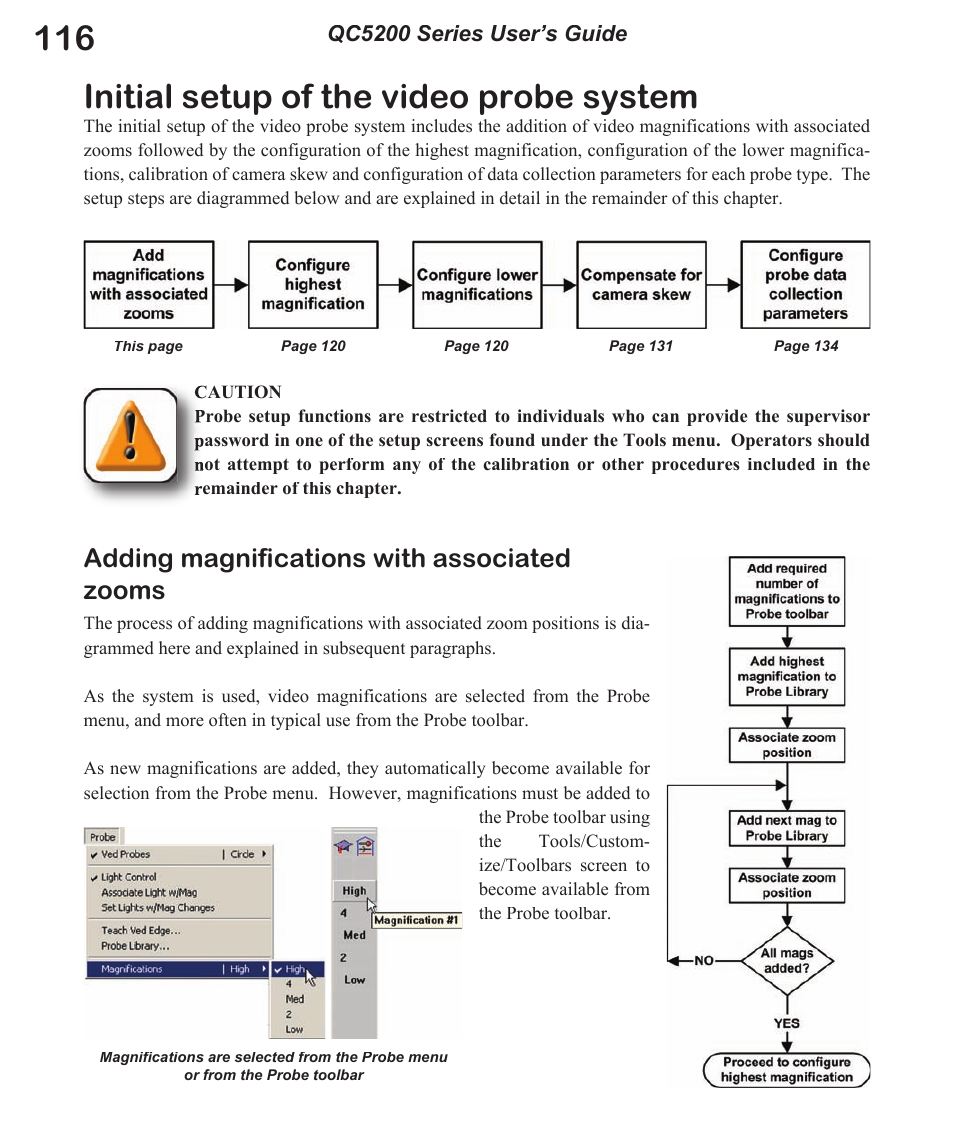 Initial setup of the video probe system, Adding magnifications with associated zooms, Qc5200 series user’s guide | HEIDENHAIN IK 5494-2D User Manual | Page 138 / 411