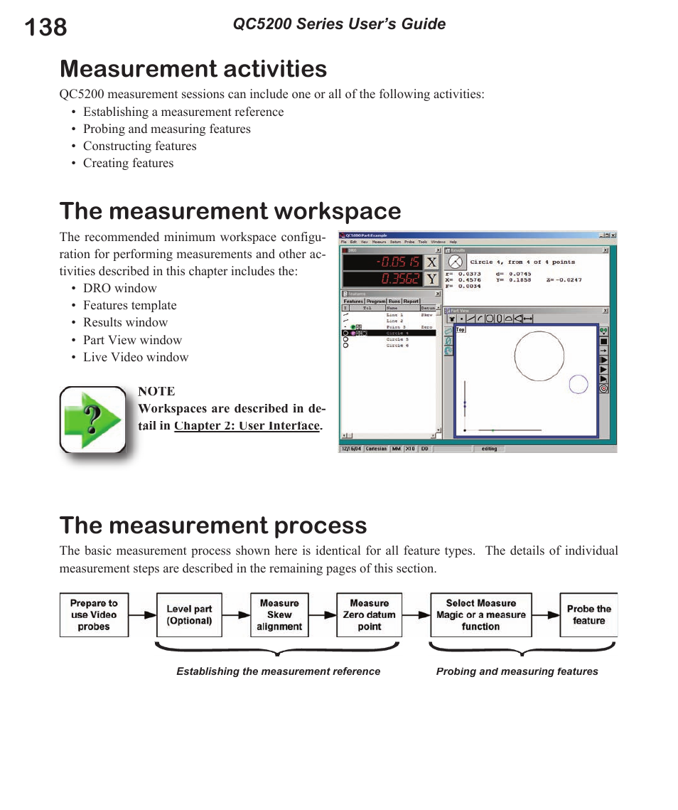 Measurement activities, The measurement workspace, The measurement process | HEIDENHAIN IK 5494-2D User Manual | Page 160 / 411