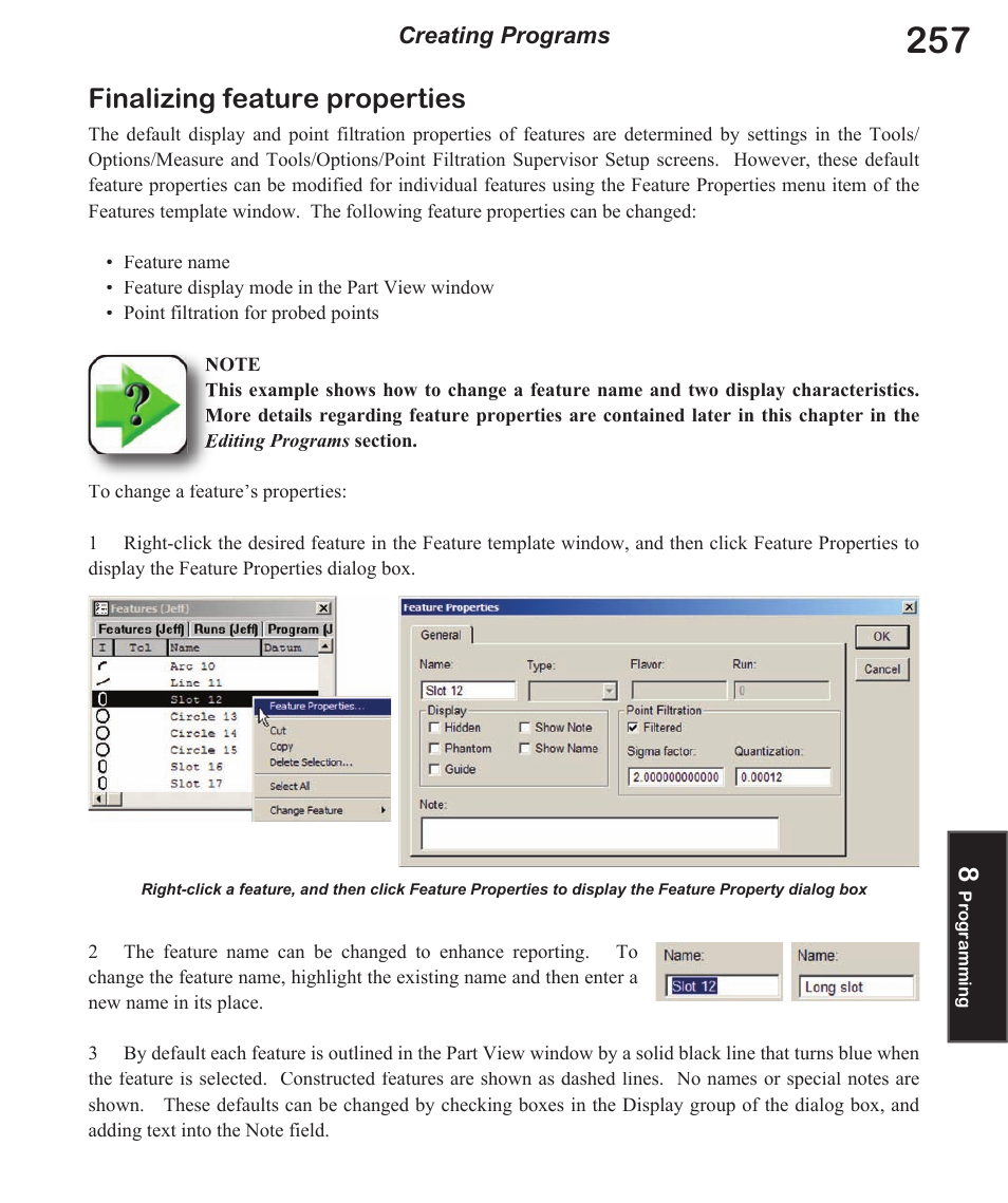 Finalizing feature properties | HEIDENHAIN IK 5494-2D User Manual | Page 279 / 411