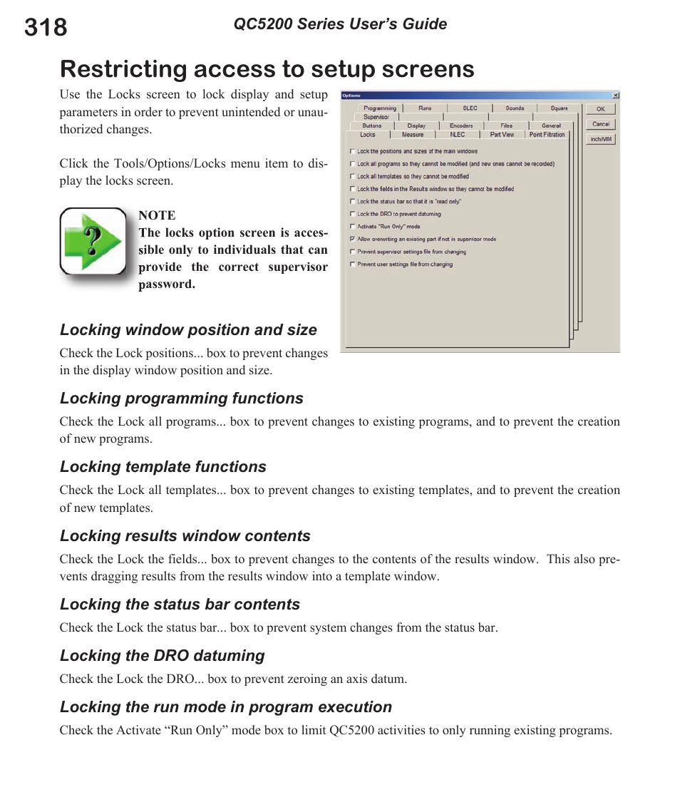 Restricting access to setup screens | HEIDENHAIN IK 5494-2D User Manual | Page 340 / 411