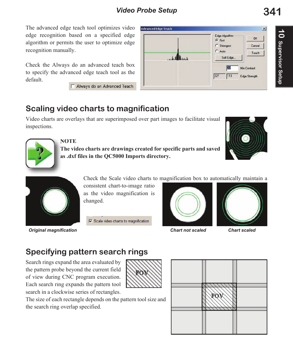 Scaling video charts to magnification, Specifying pattern search rings | HEIDENHAIN IK 5494-2D User Manual | Page 363 / 411