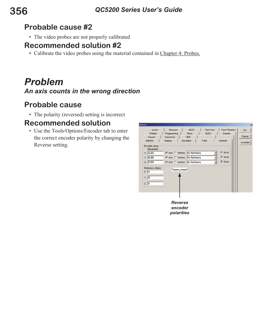 Problem, Probable cause #2, Recommended solution #2 | Probable cause, Recommended solution | HEIDENHAIN IK 5494-2D User Manual | Page 378 / 411