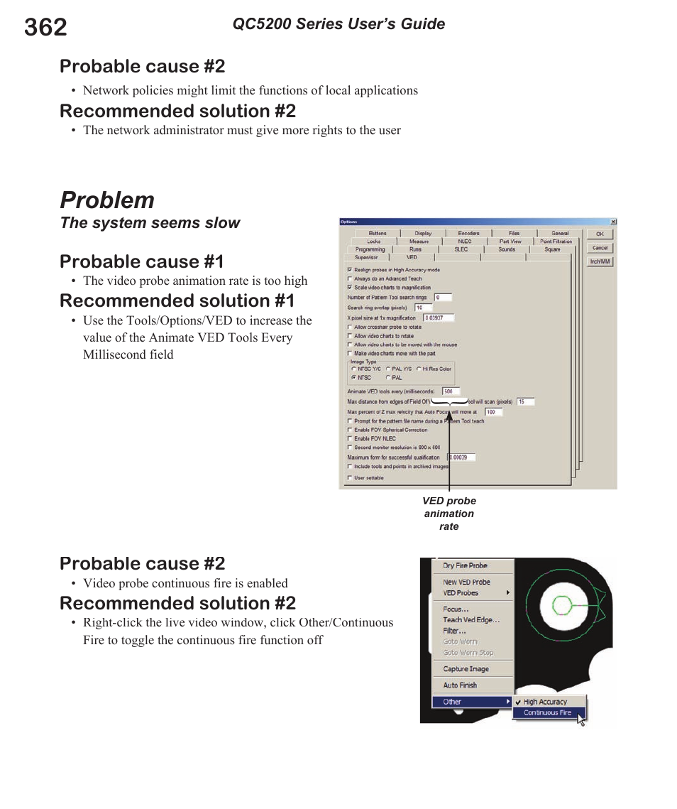 Problem, Probable cause #2, Recommended solution #2 | Probable cause #1, Recommended solution #1 | HEIDENHAIN IK 5494-2D User Manual | Page 384 / 411