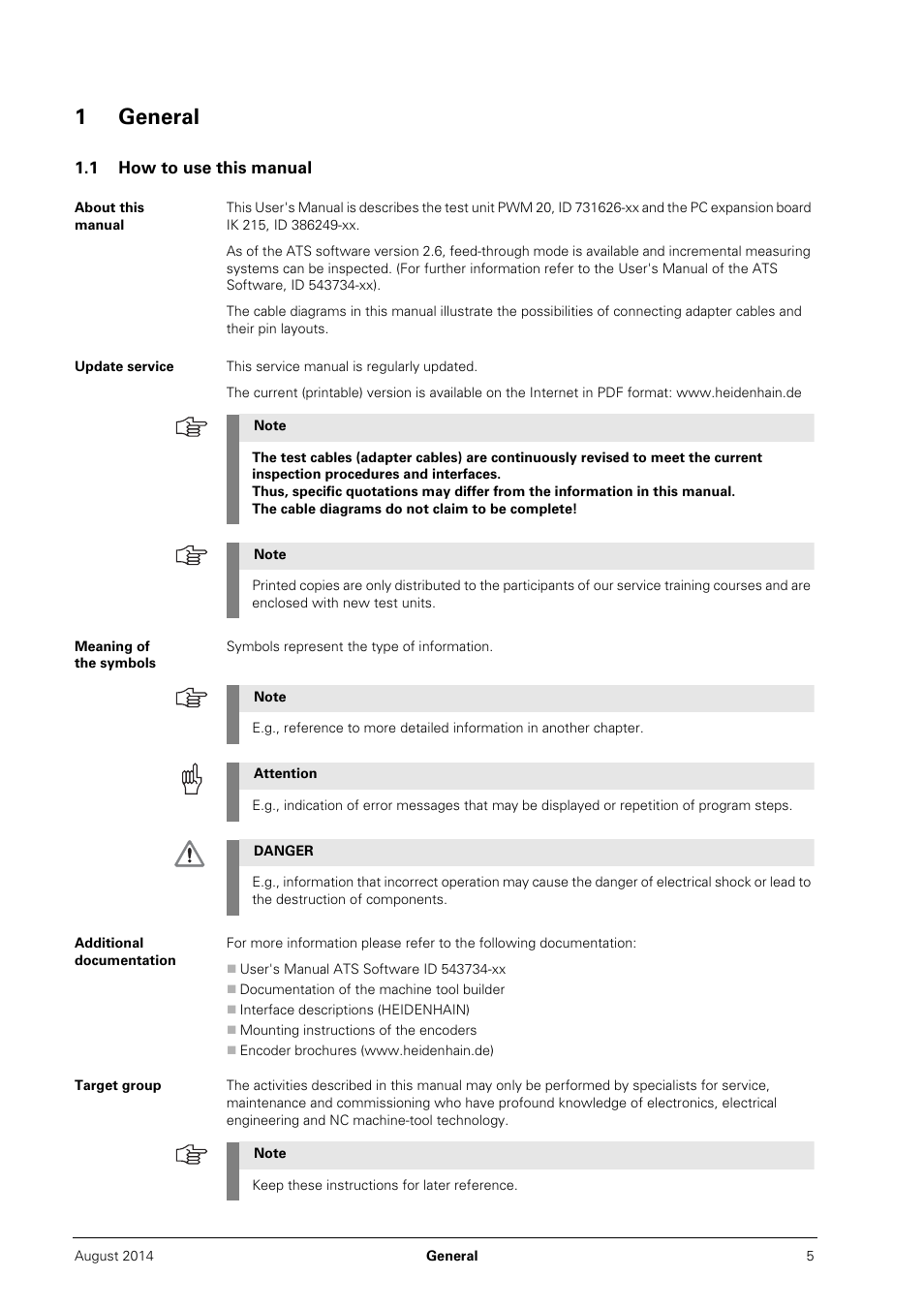 1 general, 1 how to use this manual, 1general | HEIDENHAIN PWM 20 User Manual | Page 4 / 163