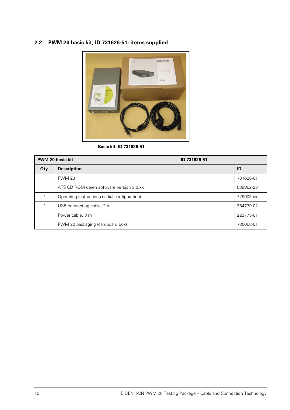2 pwm 20 basic kit, id 731626-51; items supplied | HEIDENHAIN PWM 20 User Manual | Page 9 / 163