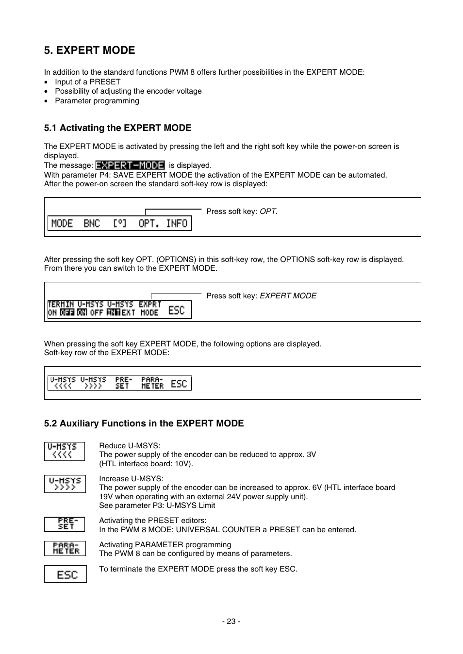 Expert mode, 1 activating the expert mode, 2 auxiliary functions in the expert mode | HEIDENHAIN PWM 8 User Manual | Page 23 / 90