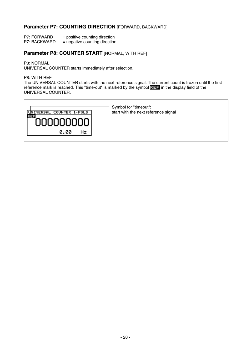 Parameter p7: counting direction, Parameter p8: counter start | HEIDENHAIN PWM 8 User Manual | Page 28 / 90