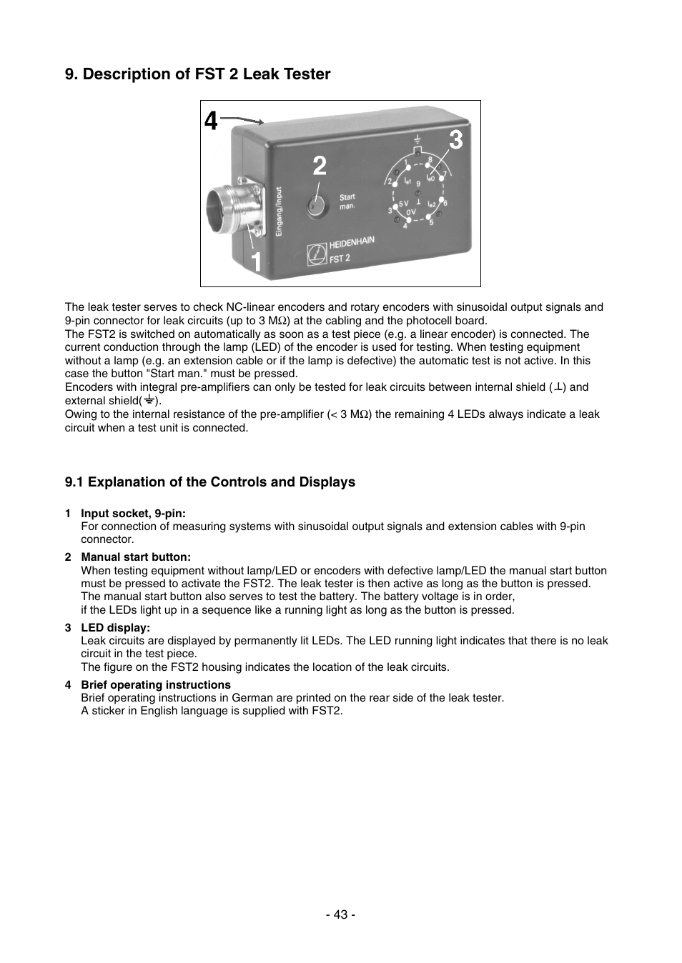 Description of fst 2 leak tester | HEIDENHAIN PWM 8 User Manual | Page 43 / 90