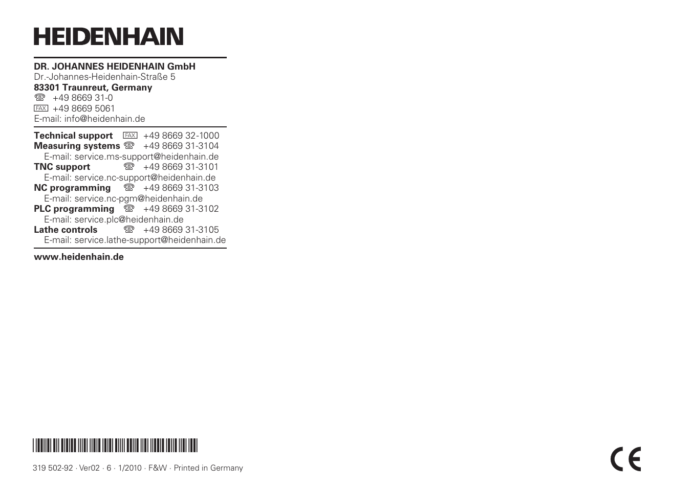HEIDENHAIN PWT 10 User Manual | Page 24 / 24