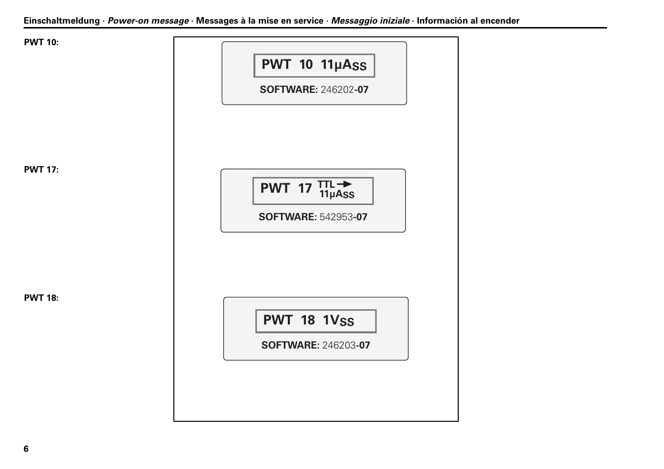 Pwt 10 11µa, Pwt 17, Pwt 18 1v | HEIDENHAIN PWT 10 User Manual | Page 6 / 24
