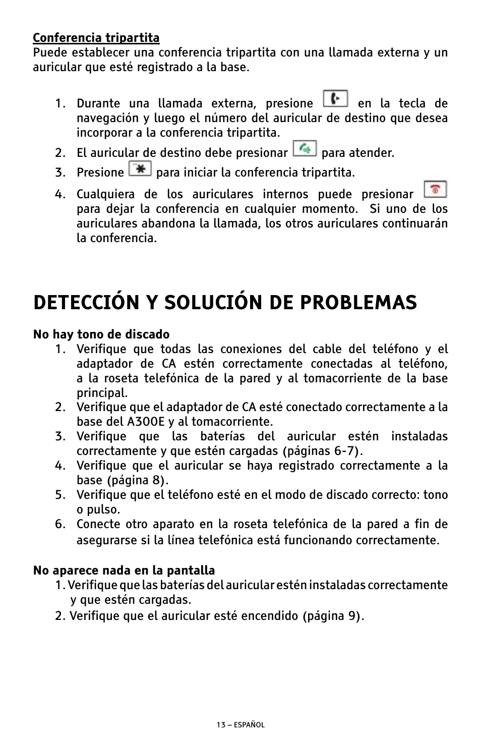 Detección y solución de problemas | ClearSounds A300E User Manual | Page 33 / 60