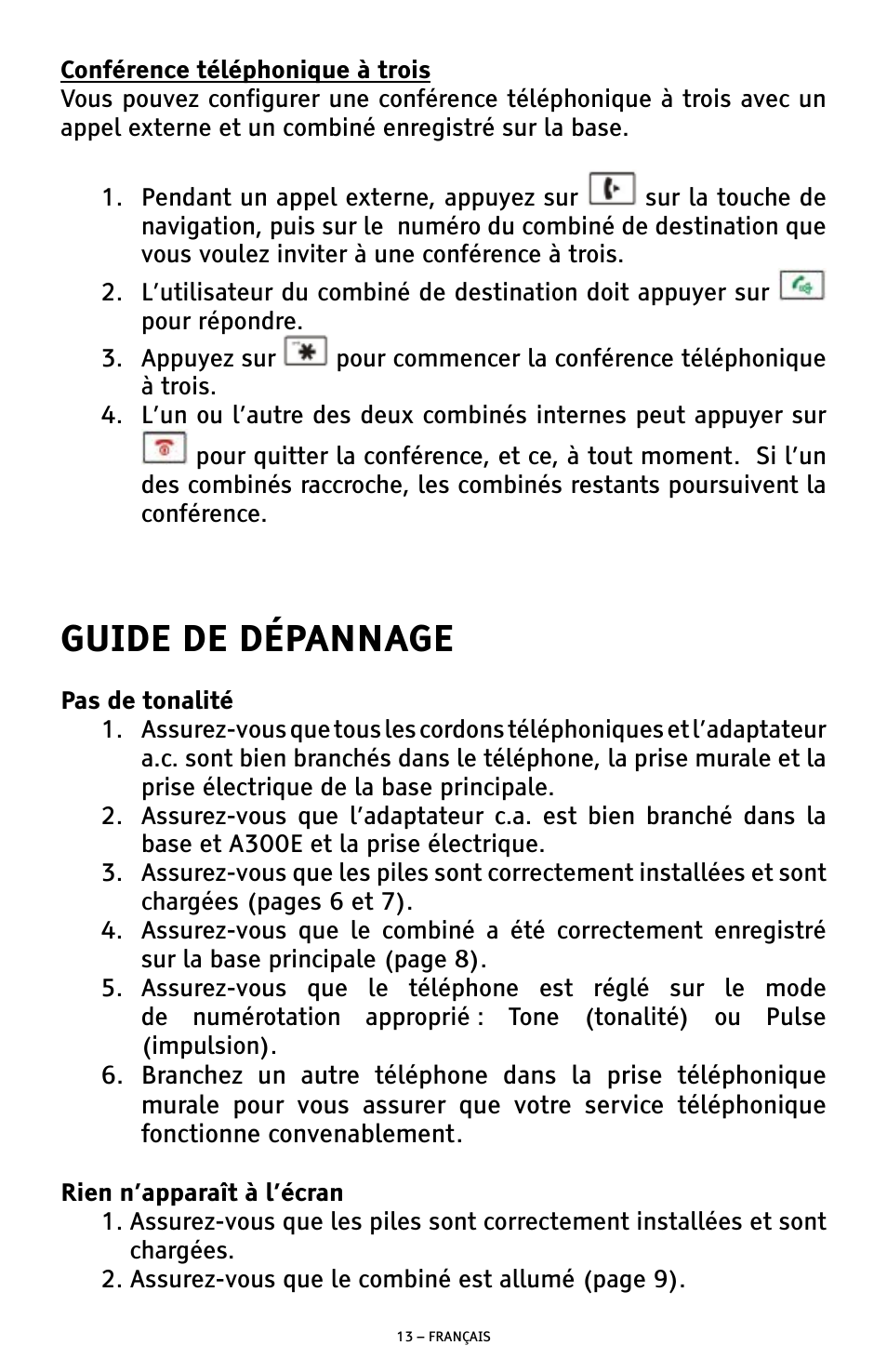 Guide de dépannage | ClearSounds A300E User Manual | Page 53 / 60