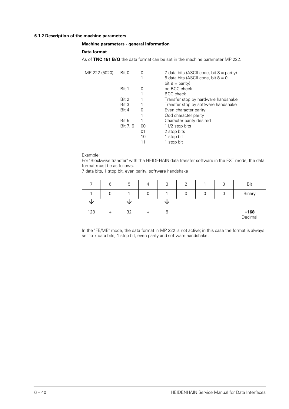 2 description of the machine parameters, Description of the machine parameters | HEIDENHAIN SHB Data Interfaces for HEIDENHAIN User Manual | Page 39 / 100