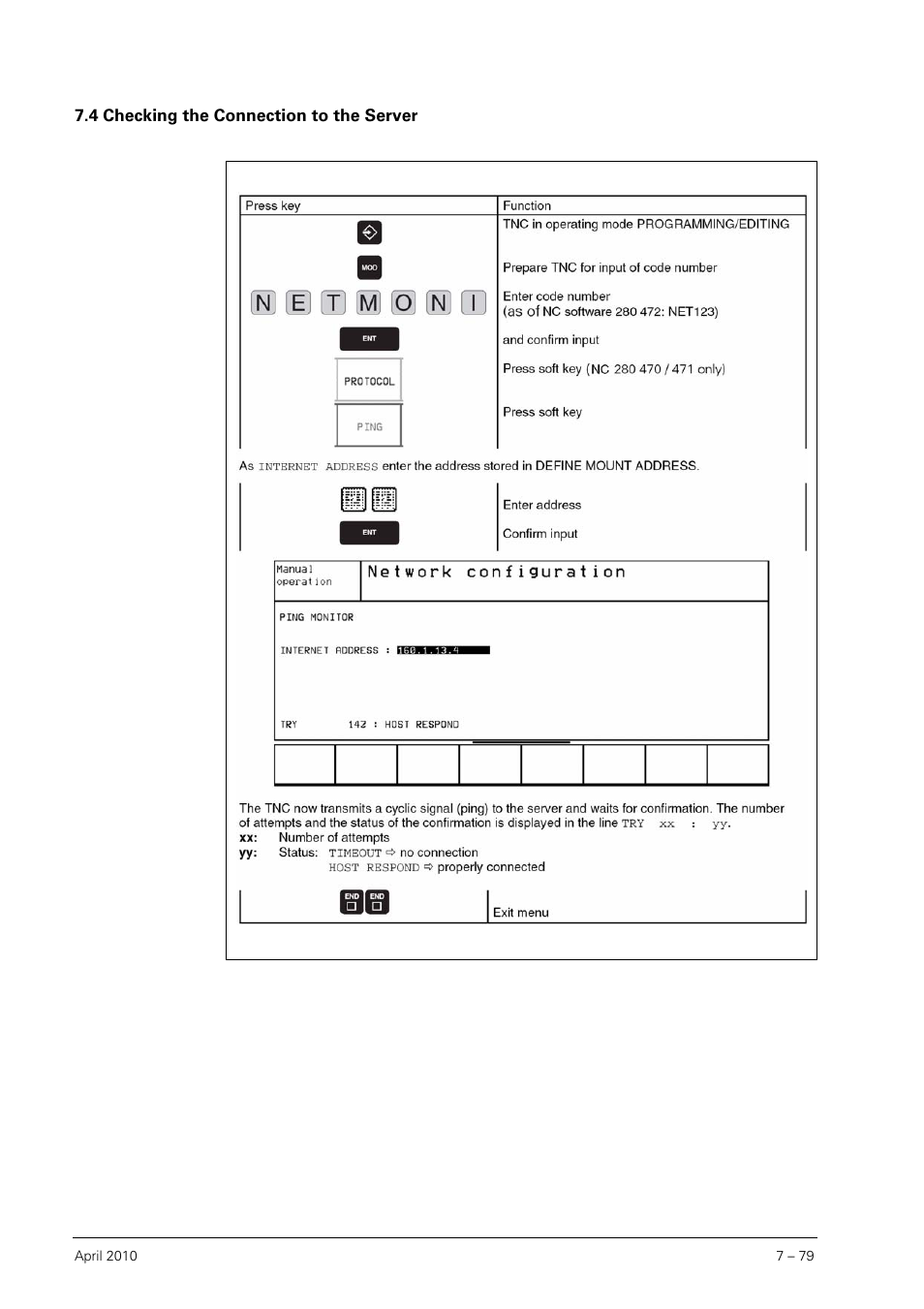 4 checking the connection to the server, Checking the connection to the server | HEIDENHAIN SHB Data Interfaces for HEIDENHAIN User Manual | Page 78 / 100
