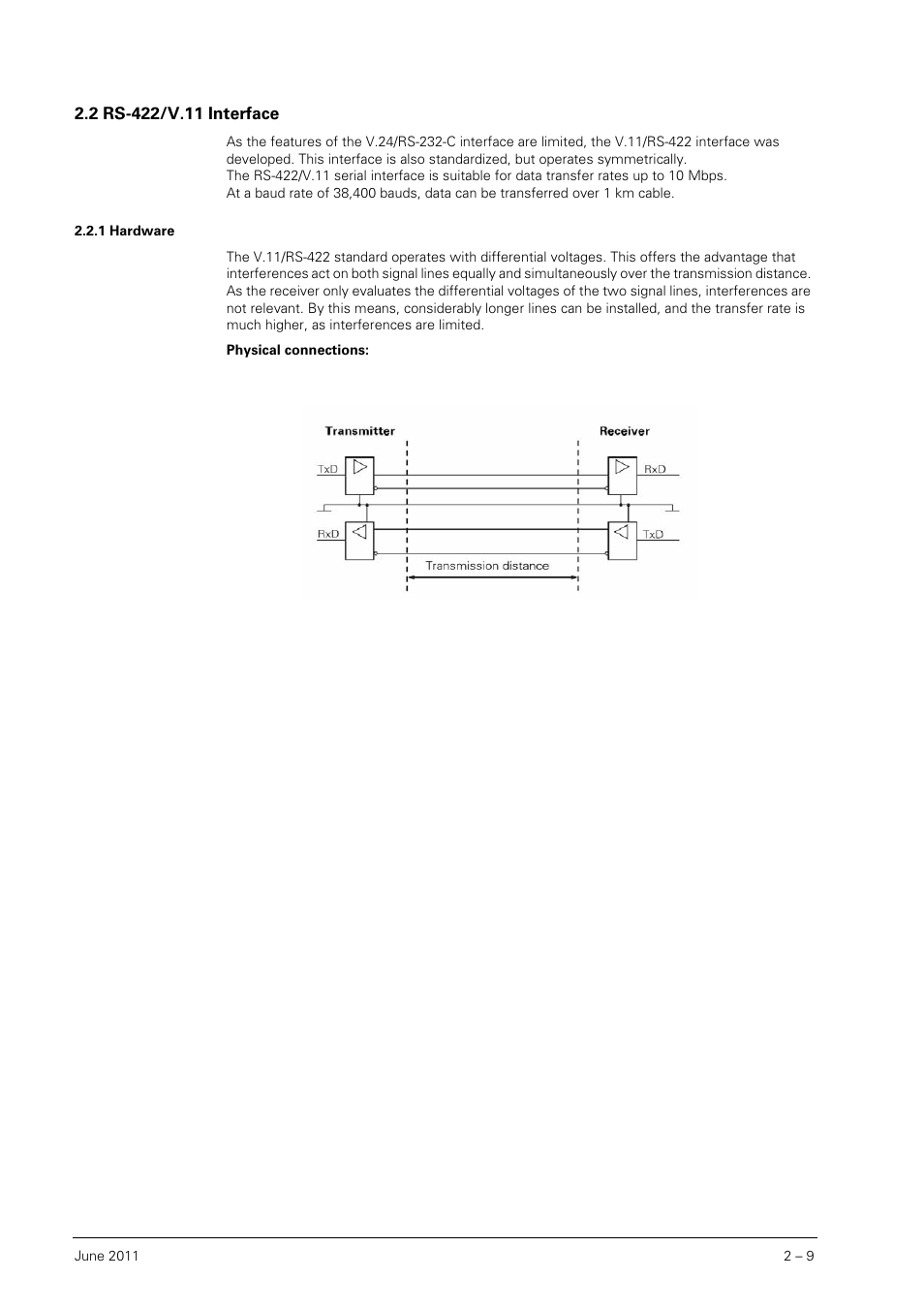 2 rs-422/v.11 interface, 1 hardware, Rs-422/v.11 interface 2.2.1 | Hardware | HEIDENHAIN SHB Data Interfaces for HEIDENHAIN User Manual | Page 8 / 100