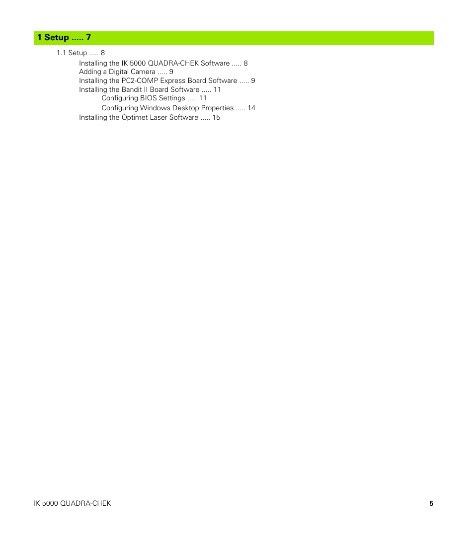 Installing the ik 5000 quadra-chek software, Adding a digital camera, Installing the pc2-comp express board software | Installing the bandit ii board software, Configuring bios settings, Configuring windows desktop properties, Installing the optimet laser software | HEIDENHAIN IK 5000 User Manual | Page 5 / 20