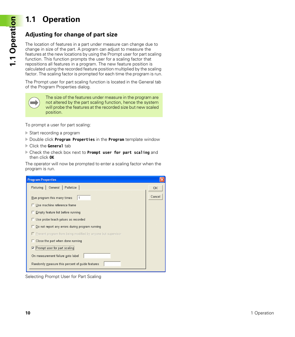1 operation, Adjusting for change of part size, 1 oper ation 1.1 operation | HEIDENHAIN IK 5000 Addendum User Manual | Page 10 / 100